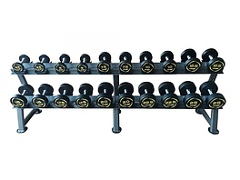 FTX-412.1 Комплект полиуретановых гантелей 2,5-25кг (10пар) со стойкой